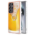 For Samsung Galaxy S25 Ultra 5G Electroplating Dual-side IMD Phone Case with Ring Holder(Draft Beer) - Galaxy S25 Ultra 5G Cases by PMC TechLife | Online Shopping South Africa | PMC TechLife | Buy Now Pay Later Mobicred