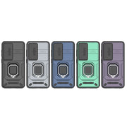 For Samsung Galaxy S25 5G Sliding Camshield TPU + PC Shockproof Phone Case with Holder(Black)