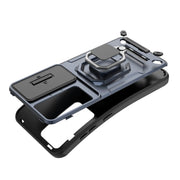 For Samsung Galaxy S25 5G Sliding Camshield TPU + PC Shockproof Phone Case with Holder(Purple)