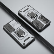 For Samsung Galaxy S25+ 5G Sliding Camshield TPU + PC Shockproof Phone Case with Holder(Grey)