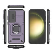 For Samsung Galaxy S25+ 5G Sliding Camshield TPU + PC Shockproof Phone Case with Holder(Purple)