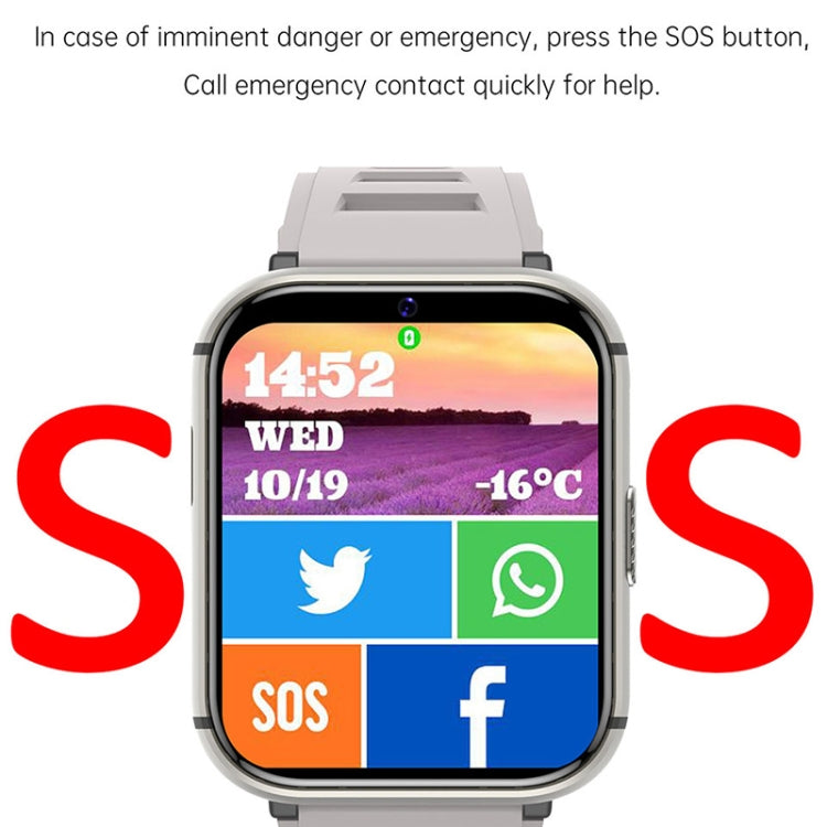 UNIWA DM66 4G Calling Smart Watch, 2GB+16GB, 1.99 inch IPS Screen Android 9.0 Support WiFi GPS(Silver) - free shipping - PMC TechLife - Order now!