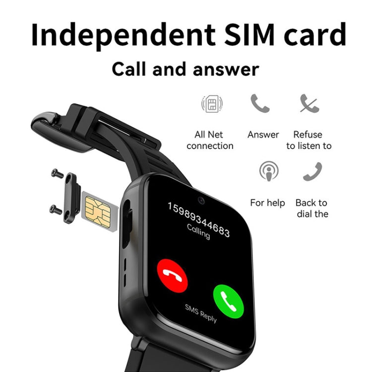 UNIWA DM66 4G Calling Smart Watch, 4GB+64GB, 1.99 inch IPS Screen Android 9.0 Support WiFi GPS(Black) - free shipping - PMC TechLife - Order now!