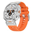 For Samsung Galaxy Watch Ultra 47mm / Ultra 2025 Steel Buckle Fluororubber Watch Band(Silver Orange) - free shipping - PMC TechLife - Order now!