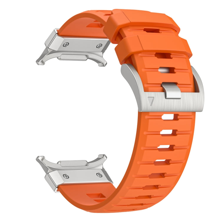 For Samsung Galaxy Watch Ultra 47mm / Ultra 2025 Steel Buckle Fluororubber Watch Band(Silver Orange)