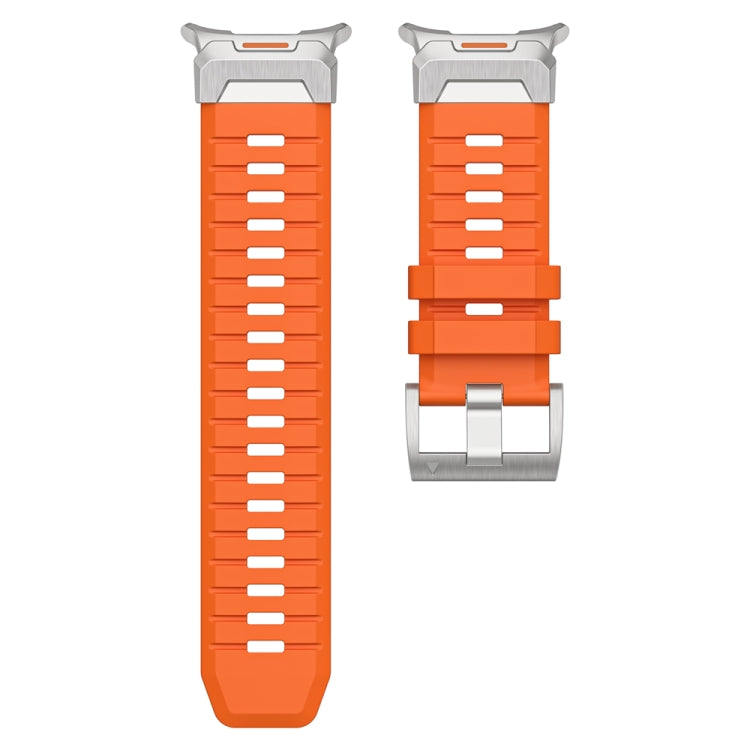 For Samsung Galaxy Watch Ultra 47mm / Ultra 2025 Steel Buckle Fluororubber Watch Band(Silver Orange)