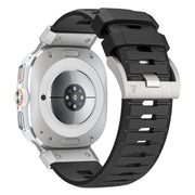 For Samsung Galaxy Watch Ultra 47mm Steel Buckle Fluororubber Watch Band(Silver Black)