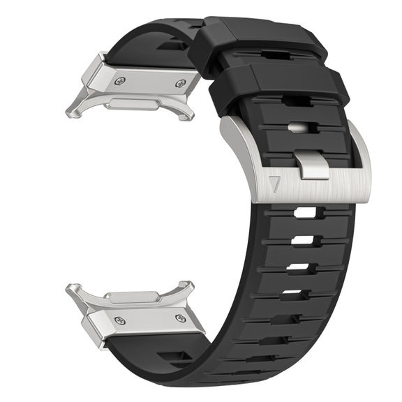 For Samsung Galaxy Watch Ultra 47mm Steel Buckle Fluororubber Watch Band(Silver Black)