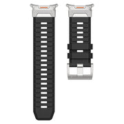 For Samsung Galaxy Watch Ultra 47mm Steel Buckle Fluororubber Watch Band(Silver Black)