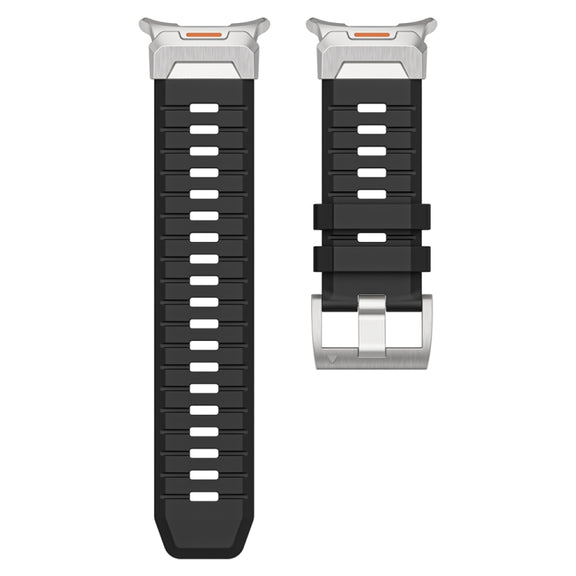 For Samsung Galaxy Watch Ultra 47mm Steel Buckle Fluororubber Watch Band(Silver Black)