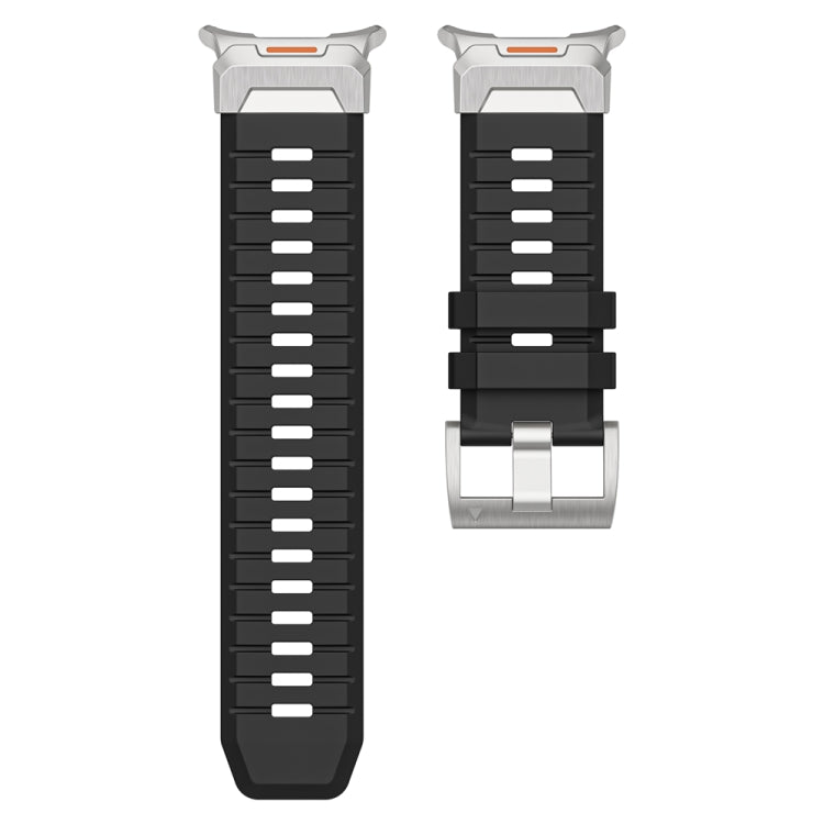 For Samsung Galaxy Watch Ultra 47mm Steel Buckle Fluororubber Watch Band(Silver Black)
