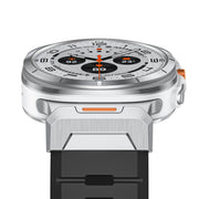For Samsung Galaxy Watch Ultra 47mm Steel Buckle Fluororubber Watch Band(Silver Black)