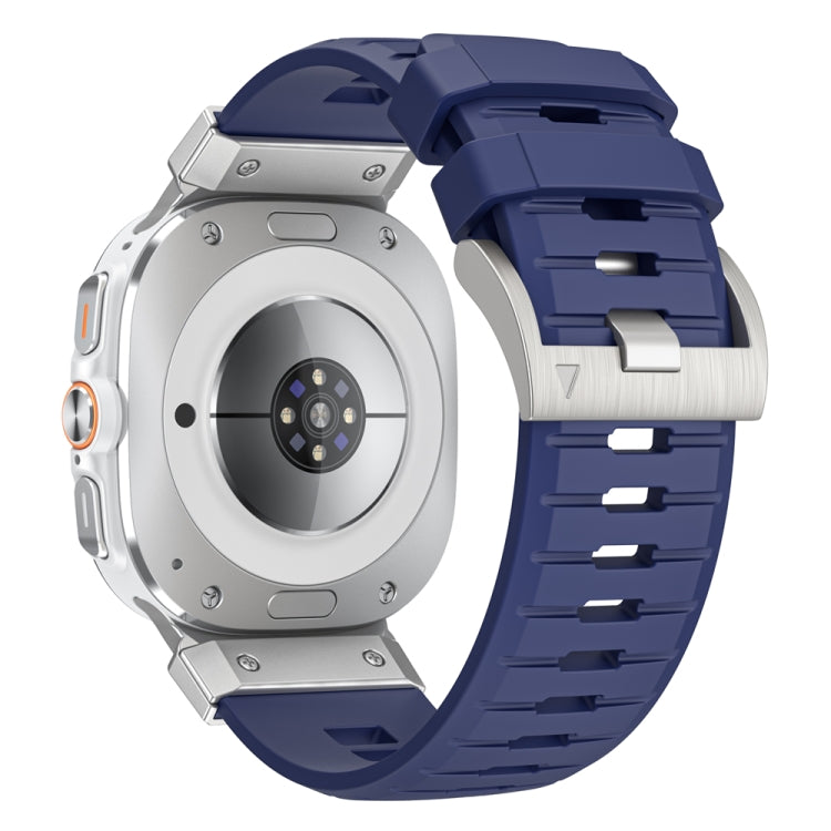 For Samsung Galaxy Watch Ultra 47mm Steel Buckle Fluororubber Watch Band(Silver Blue)