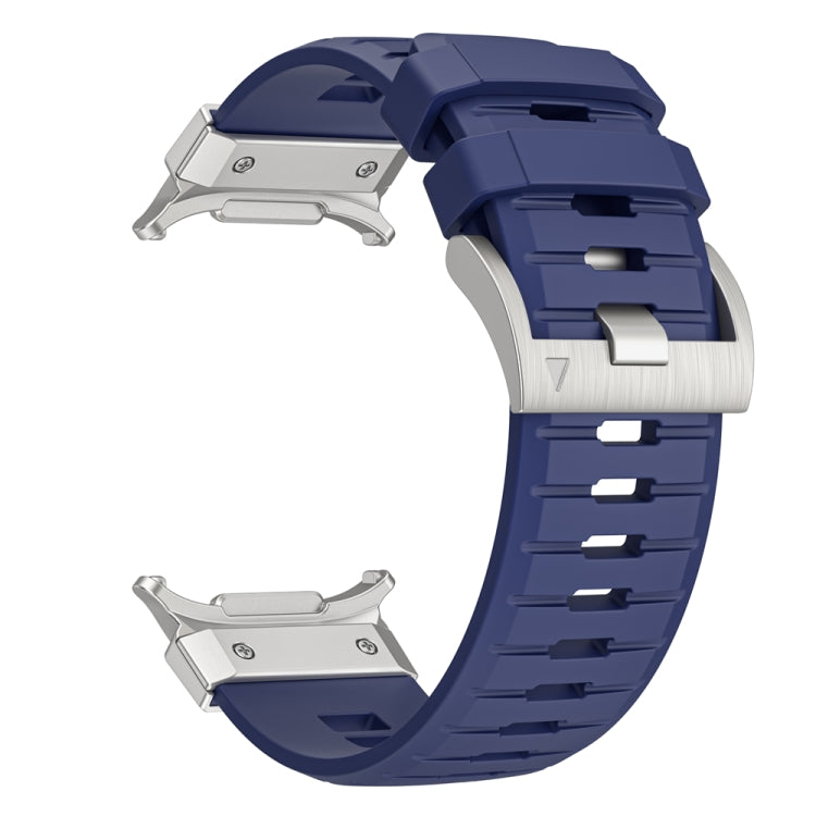 For Samsung Galaxy Watch Ultra 47mm Steel Buckle Fluororubber Watch Band(Silver Blue)