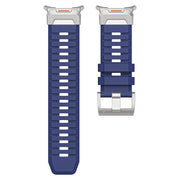 For Samsung Galaxy Watch Ultra 47mm Steel Buckle Fluororubber Watch Band(Silver Blue)