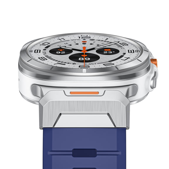 For Samsung Galaxy Watch Ultra 47mm Steel Buckle Fluororubber Watch Band(Silver Blue)