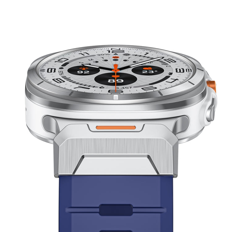 For Samsung Galaxy Watch Ultra 47mm Steel Buckle Fluororubber Watch Band(Silver Blue)