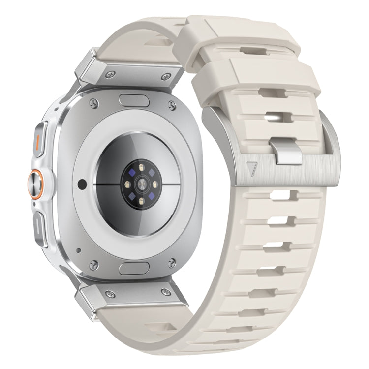 For Samsung Galaxy Watch Ultra 47mm Steel Buckle Fluororubber Watch Band(Silver Starlight)