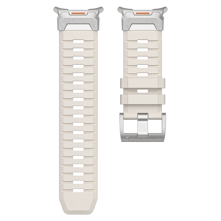 For Samsung Galaxy Watch Ultra 47mm Steel Buckle Fluororubber Watch Band(Silver Starlight)