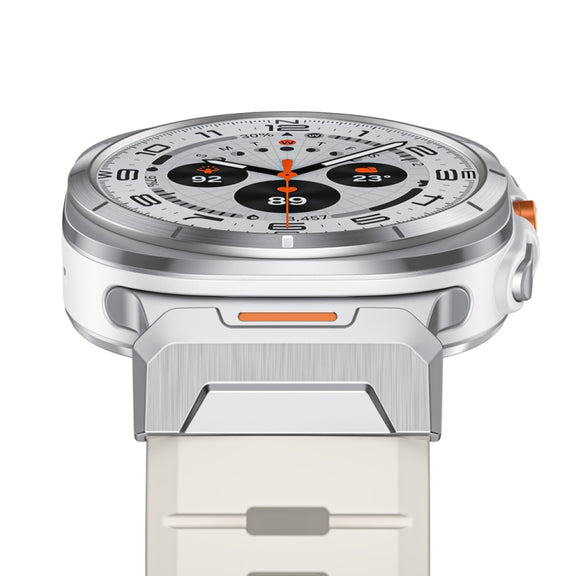 For Samsung Galaxy Watch Ultra 47mm Steel Buckle Fluororubber Watch Band(Silver Starlight)