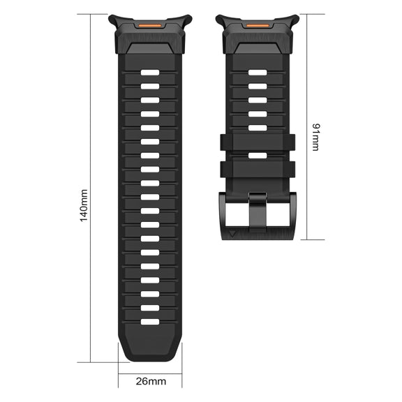 For Samsung Galaxy Watch Ultra 47mm / Ultra 2025 Steel Buckle Fluororubber Watch Band(Silver Orange)