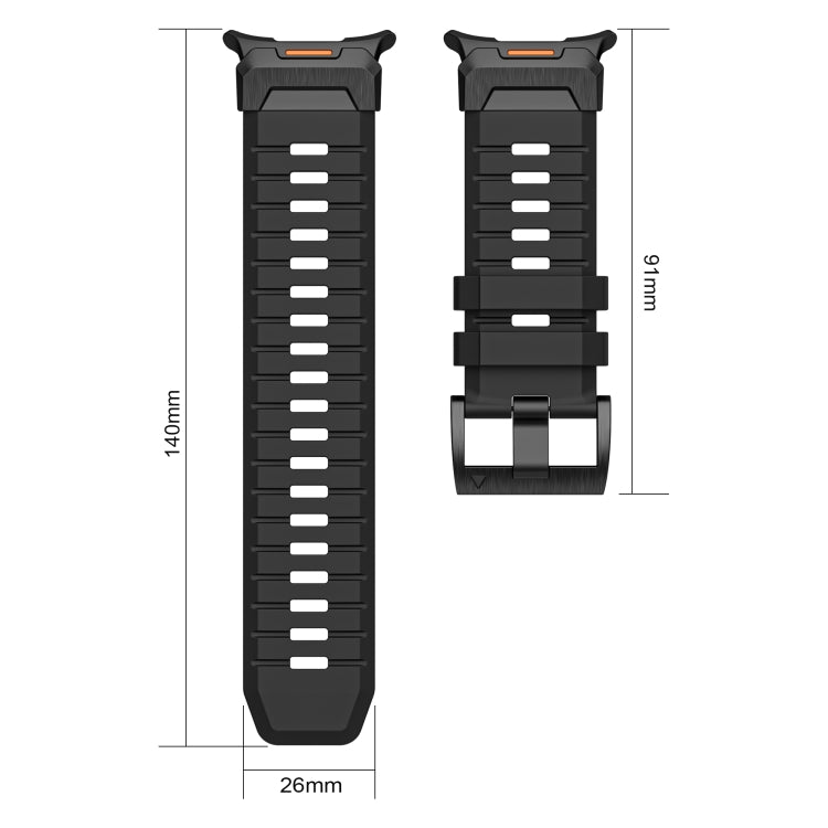 For Samsung Galaxy Watch Ultra 47mm / Ultra 2025 Steel Buckle Fluororubber Watch Band(Silver Orange)