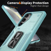 For Samsung Galaxy S25+ 5G Ring Holder PC Hybrid TPU Phone Case(Blue)