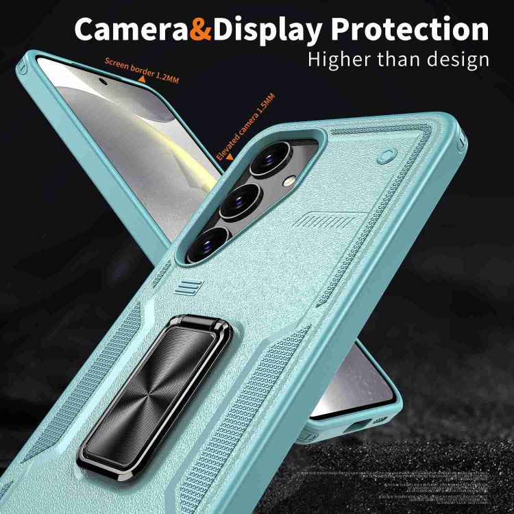 For Samsung Galaxy S25+ 5G Ring Holder PC Hybrid TPU Phone Case(Blue)