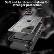 For Samsung Galaxy S25+ 5G Ring Holder PC Hybrid TPU Phone Case(Titanium Grey)