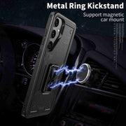 For Samsung Galaxy S25 Ultra 5G Ring Holder PC Hybrid TPU Phone Case(Black)