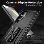 For Samsung Galaxy S25 Ultra 5G Ring Holder PC Hybrid TPU Phone Case(Black)