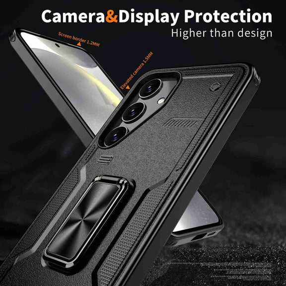 For Samsung Galaxy S25 Ultra 5G Ring Holder PC Hybrid TPU Phone Case(Black)