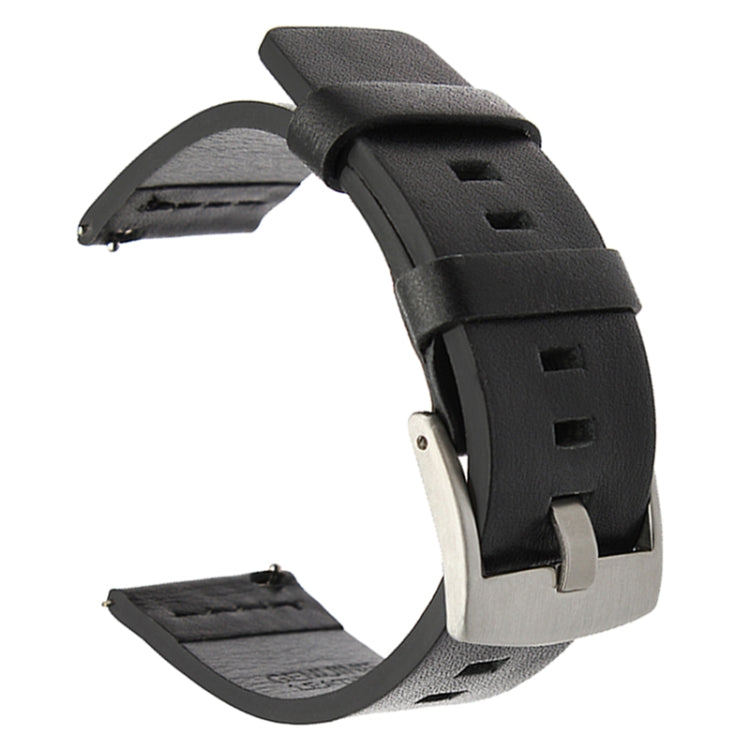 For Suunto 9 / Suunto 7 Steel Buckle 24mm Genuine Leather Watch Band(Black Silver) - free shipping - PMC Jewellery - Order now!