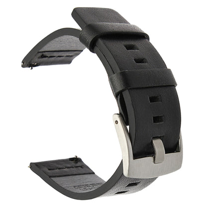 For Suunto 9 / Suunto 7 Steel Buckle 24mm Genuine Leather Watch Band(Black Silver) - free shipping - PMC Jewellery - Order now!