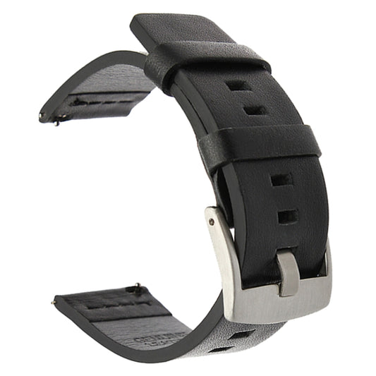 For Suunto 9 / Suunto 7 Steel Buckle 24mm Genuine Leather Watch Band(Black Silver) - free shipping - PMC Jewellery - Order now!