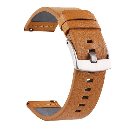 For Suunto 9 / Suunto 7 Steel Buckle 24mm Genuine Leather Watch Band(Yellow Silver) - free shipping - PMC Jewellery - Order now!