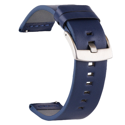For Suunto 9 / Suunto 7 Steel Buckle 24mm Genuine Leather Watch Band(Blue Silver) - free shipping - PMC Jewellery - Order now!