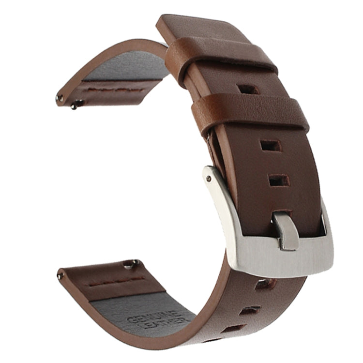 For Suunto 9 / Suunto 7 Steel Buckle 24mm Genuine Leather Watch Band(Brown Silver) - free shipping - PMC TechLife - Order now!