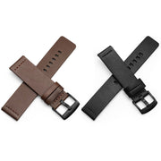For Suunto 9 / Suunto 7 Steel Buckle 24mm Genuine Leather Watch Band(Blue Silver)