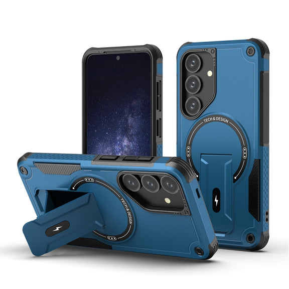 For Samsung Galaxy S24+ 5G / S25+ 5G Armor MagSafe Holder PC Hybrid TPU Phone Case(Dark Blue)