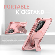 For Samsung Galaxy S24+ 5G / S25+ 5G Armor MagSafe Holder PC Hybrid TPU Phone Case(Pink)