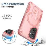 For Samsung Galaxy S24+ 5G / S25+ 5G Armor MagSafe Holder PC Hybrid TPU Phone Case(Pink)