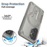 For Samsung Galaxy S25 Ultra 5G Armor MagSafe Holder PC Hybrid TPU Phone Case(Grey)