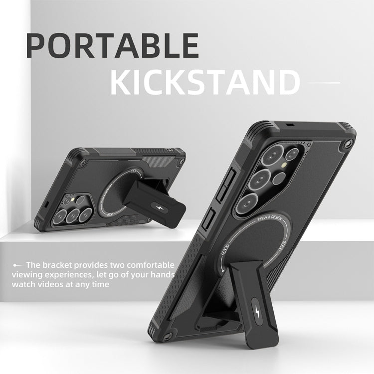 For Samsung Galaxy S25 Ultra 5G Armor MagSafe Holder PC Hybrid TPU Phone Case(Black) - free shipping - PMC Jewellery - Order now!