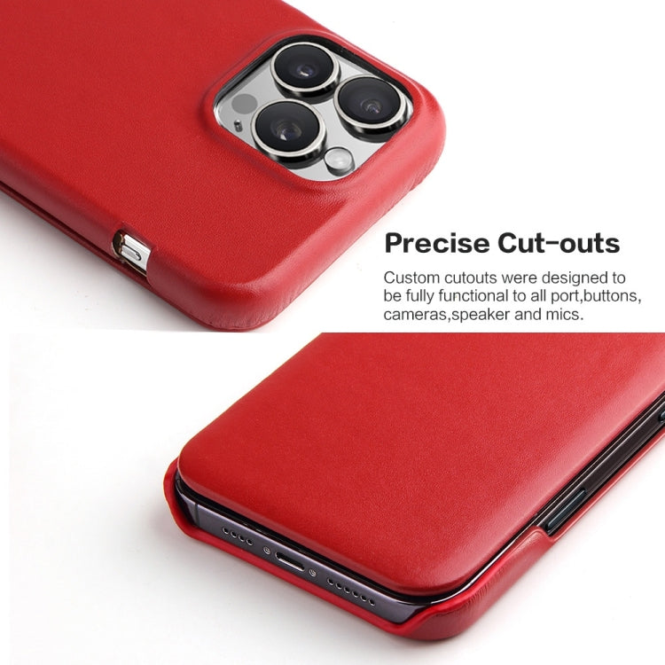 For iPhone 16 Pro Max Fierre Shann Top Layer Cowhide Business Magnetic Leather Phone Case(Red) - free shipping - PMC Jewellery - Order now!