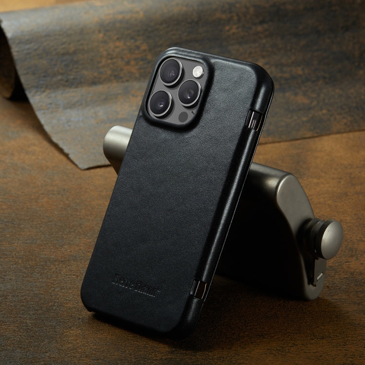 For iPhone 16 Pro Max Fierre Shann Top Layer Cowhide Business Magnetic Leather Phone Case(Black) - free shipping - PMC Jewellery - Order now!