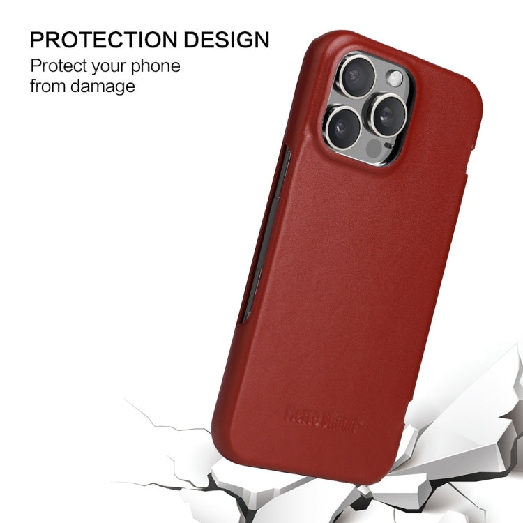 For iPhone 16 Pro Fierre Shann Top Layer Cowhide Business Magnetic Leather Phone Case(Brown) - free shipping - PMC Jewellery - Order now!