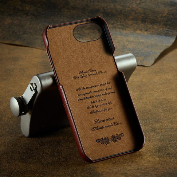 For iPhone 16e Fierre Shann Retro Oil Wax Texture Card Slots PU Leather Phone Case(Brown)