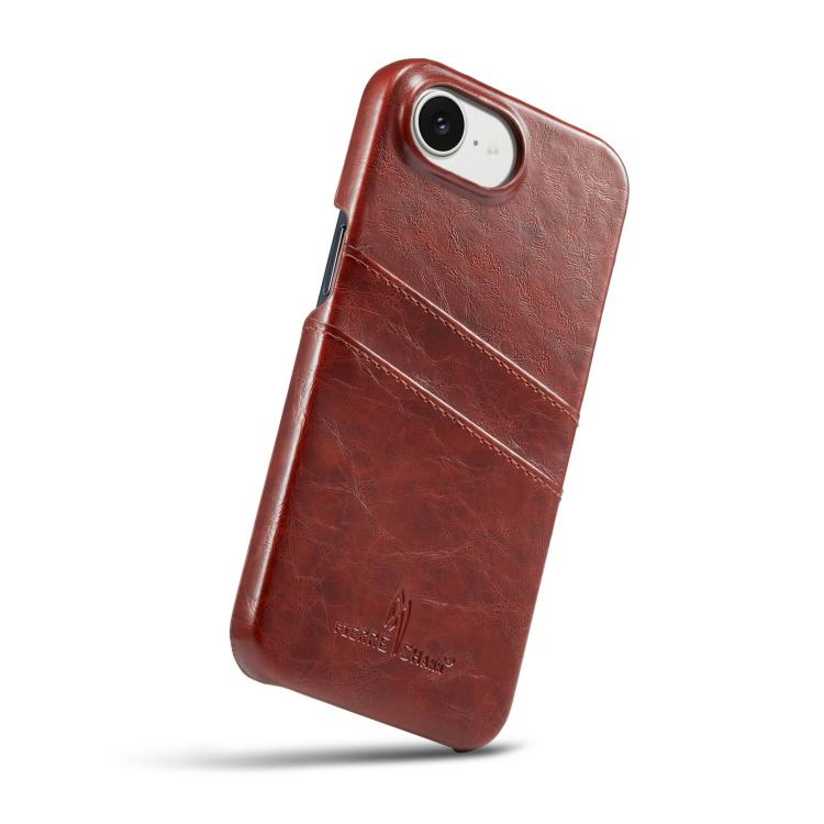 For iPhone 16e Fierre Shann Retro Oil Wax Texture Card Slots PU Leather Phone Case(Brown) - free shipping - PMc TechLife - Order now!