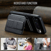 For Google Pixel 9 Pro XL Fierre Shann Cowhide Horizontal Flip Magnetic Card Holder Phone Case(Black)